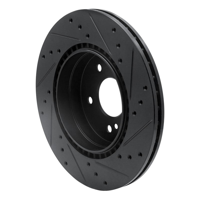 Chrysler Crossfire Brake Rotor (1) - Rear Left - R1 Concepts - Drilled & Slotted - Black - `98-`09